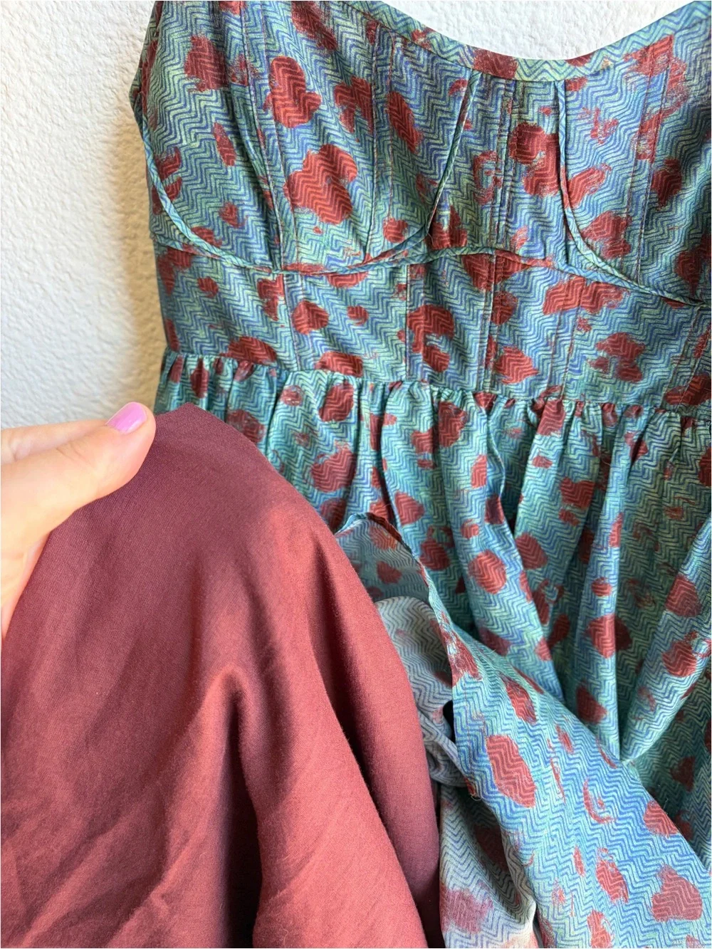 Ulla Johnson Teal Maxi Dress with Brown Spot Print - Picture 8 of 11